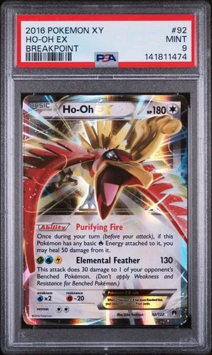 2016 POKEMON XY BREAKPOINT #92 HO-OH EX PSA 9