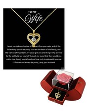 Preserved Flowers Rose Box with Double Heart Necklace, Eternal Rose Gifts for