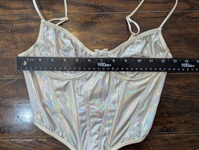 Urban Outfitters Silver Holographic Corset Bustier S Top Mermaidcore Festival 