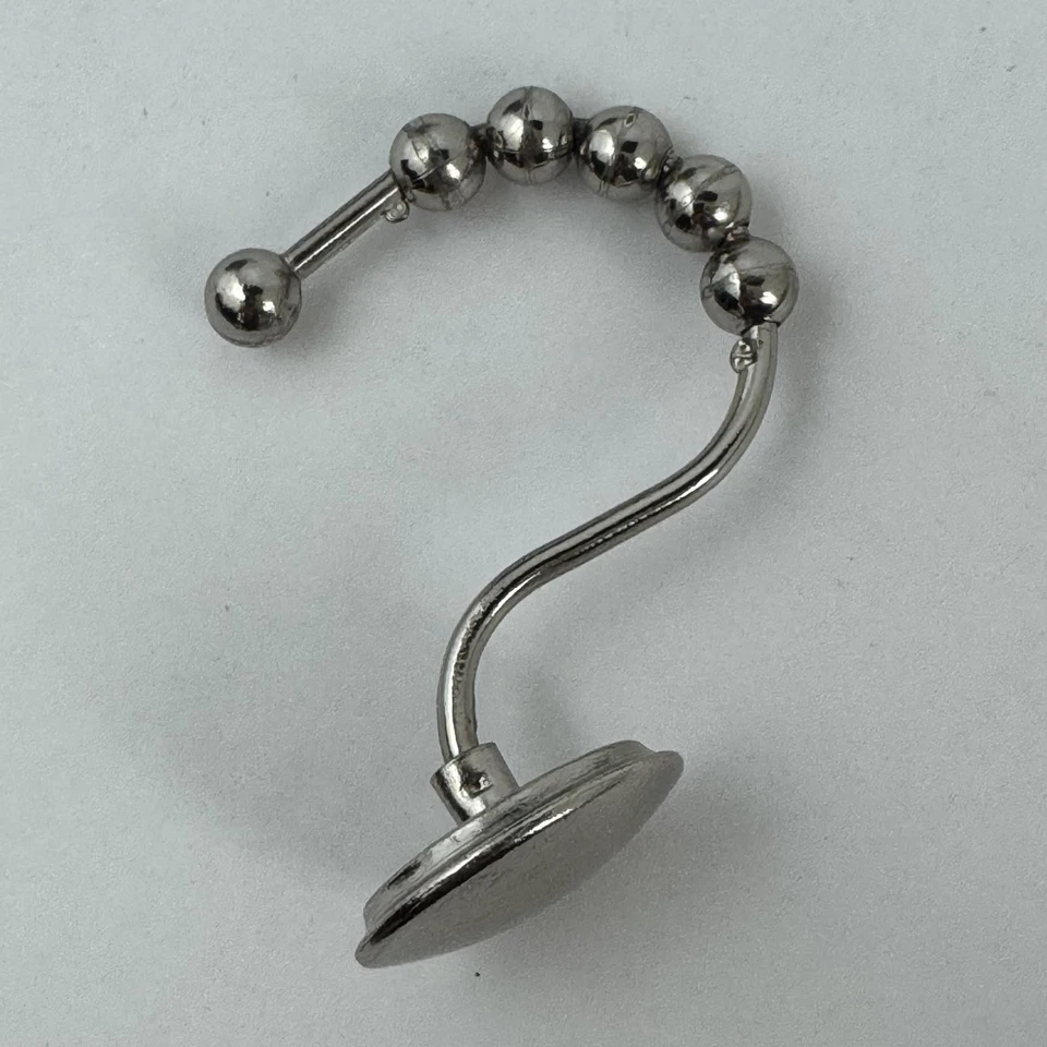 Ganchos para cortina de ducha S tono plata 12 piezas con bolas plateadas Foto 3 de 4