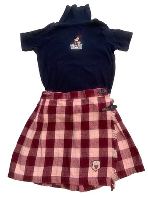 Top vintage bordado Minnie Mouse azul marino con falda - Disney Store talla 7/8 niña - Imagen 1 de 4