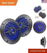 5-Inch Water Resistant Stereo Speakers with Blue LED Lighting for RVs  Hot Tubs