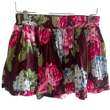 Abercrombie Floral Mini Skirt XS Maroon Pink Peony Boho Y2K Soft Girl Lined
