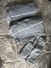 Light Blue & White Double Duvet Cover X2 & 4 Matching Pillow Cases