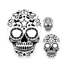 3 Custom Shop Airbrush Sugar Skull Stencils, Day Of The Dead Reusable Templates
