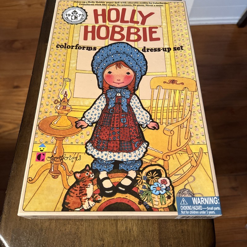 Holly Hobbie Rag Doll 1970's with Colorforms Peel & Stick Dress-up Set 2016