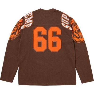 Supreme MASCOT L/S FOOTBALL TOP Brown FW25 Size XXL Cotton Jersey