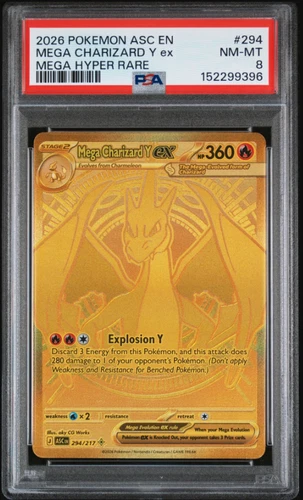 2026 POKEMON ASC EN-ASCENDED HEROES MEGA HYPER RARE MEGA CHARIZARD Y EX PSA 8