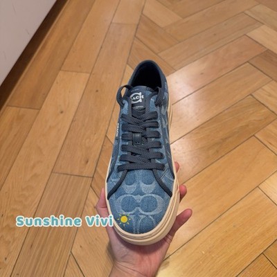 NEW Coach Woman Canvas Sneaker In Signature Denim CDQ99 Light