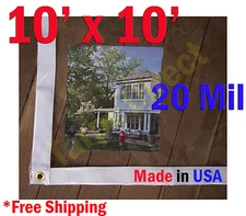 10 ft x 10 ft Clear 20 mil Vinyl Tarp Waterproof Curtain Porch Patio Enclosure