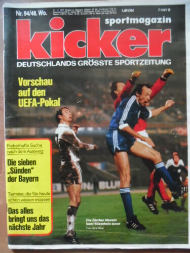 KICKER 94- 21.11. 1977 ** POKAL Schalke-HSV 4:2 Köln-KSC 4:0 1.FC Bocholt-Poster - Bild 1 von 12