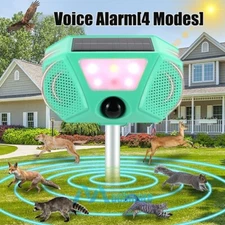 Solar Ultrasonic Animal Repeller Pest Repellent Bird Deer Raccoon Expel with LED