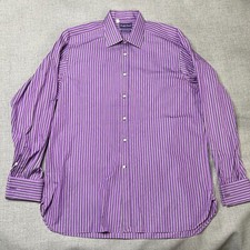 Ralph Lauren Purple Label Dress Shirt Mens 17 Purple Striped French Cuffs 2-Ply