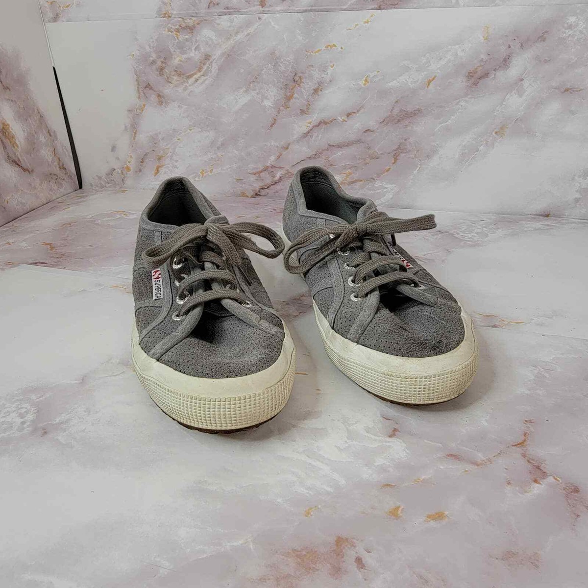 Superga Suede Perforated Sneakers Superga Perforated Gray Suede