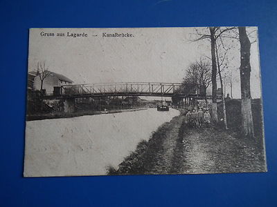 AK Lagarde, Moselle, Kanalhafen Kanalbrücke ca 1919 beschrieben