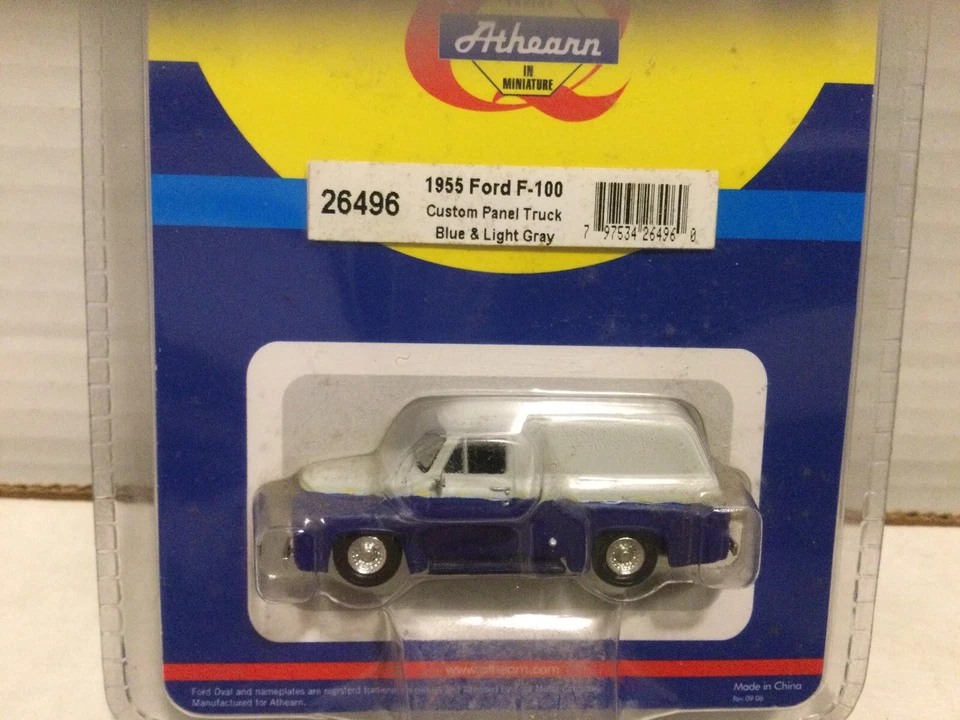 3 camionetas de panel personalizado Athearn HO RTR Ford F-100 - amarillo, verde, azul/gris 1:87 Foto 4 de 4