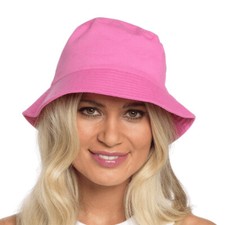 Ladies Plain Pink Cotton Bucket Hat
