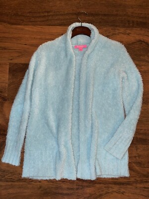 Lilly Pulitzer SMALL Sea Glass Aqua BASIA CARDIGAN Merino Wool Soft Wrap Sweater