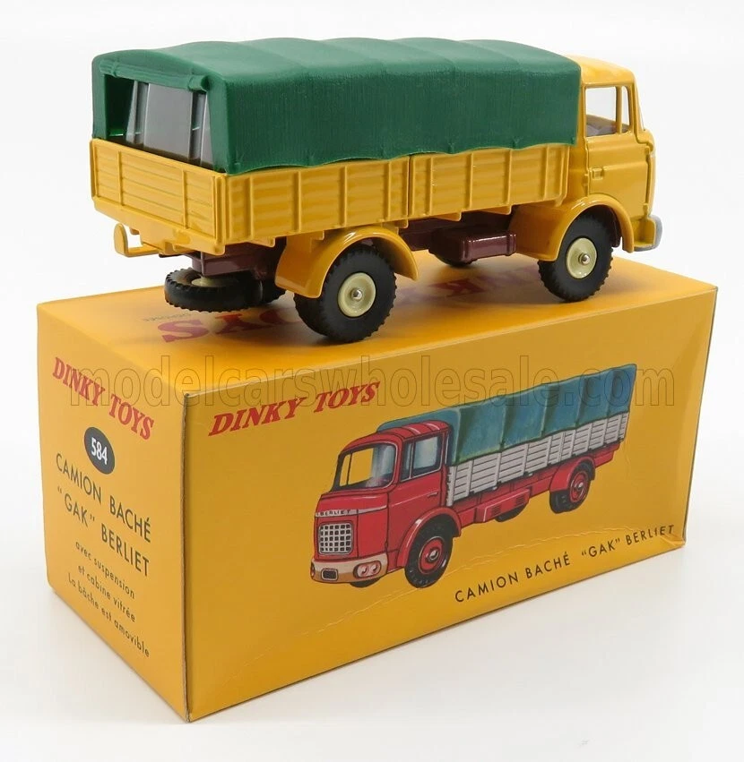 ATLAS FRENCH DINKY TOYS CAMION BACHE "GAK" BERLIET CANVAS BACK TRUCK YELLOW 584 - Image 2 of 4