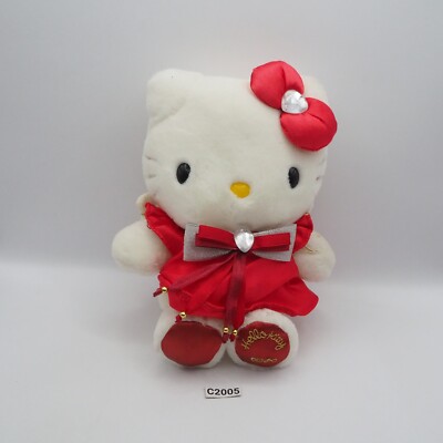 Hello Kitty C2005 Red Dress Sanrio Denpo NTT Plush 8'' 2000 JUNK Toy Doll japan