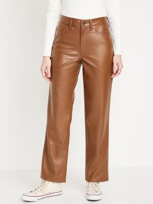 OLD NAVY by GAP ~ New! NWT 18 ~ High Rise Faux-Leather Vegan OG Loose Pants b15