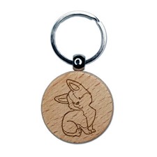 Pembroke Welsh Corgi Sitting Dog Engraved Wood Round Keychain Tag Charm