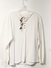 Vintage 90's Disney Store Mickey Inc White Mickey Mouse Long Henley Small