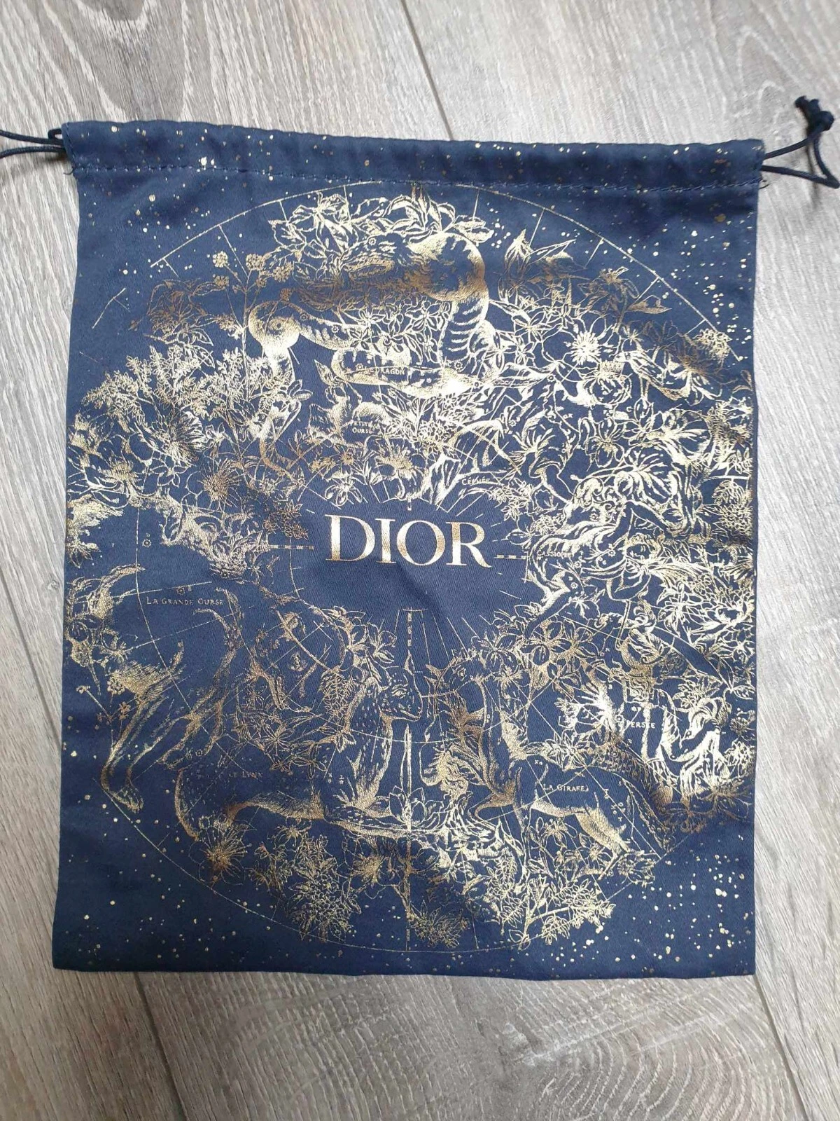 DIOR POCHON TISSU bleu et or