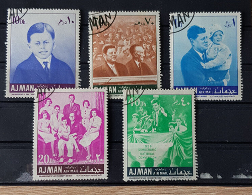 Ajman 1967 Geburtstag John F. Kennedy Präsident, plus 3 Blocks, gestempelt