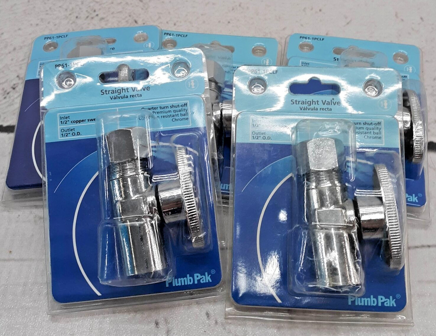 Keeney Plumb Pak PP61-1PCLF Straight Valve 1/2"/ 1/4" Turn Shut- Off [Lot of 5]