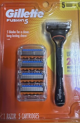 Gillette Fusion5 Men's Razor Handle + 5 Blade Refills NEW AND SEALED