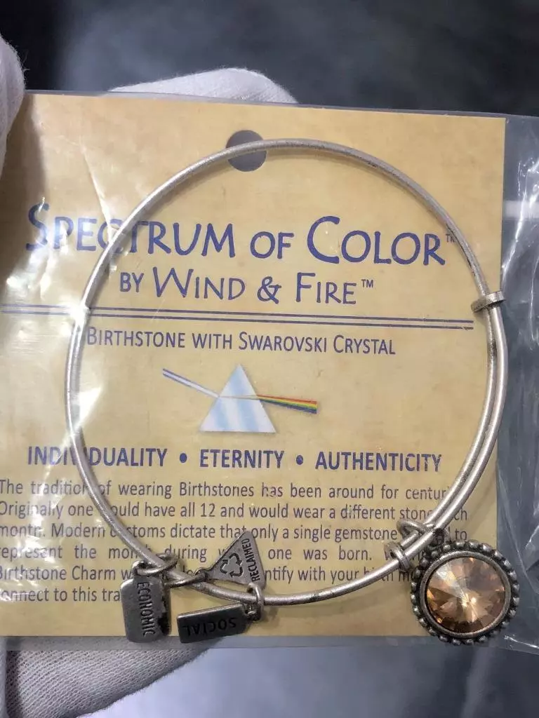 Wind and Fire Silver Tone Citrine Swarovski Crystal Charm Stack