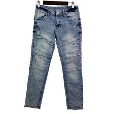 Southpole Boys Size 10 Light Blue Slim Fit Stretch Distressed Biker Denim Pants