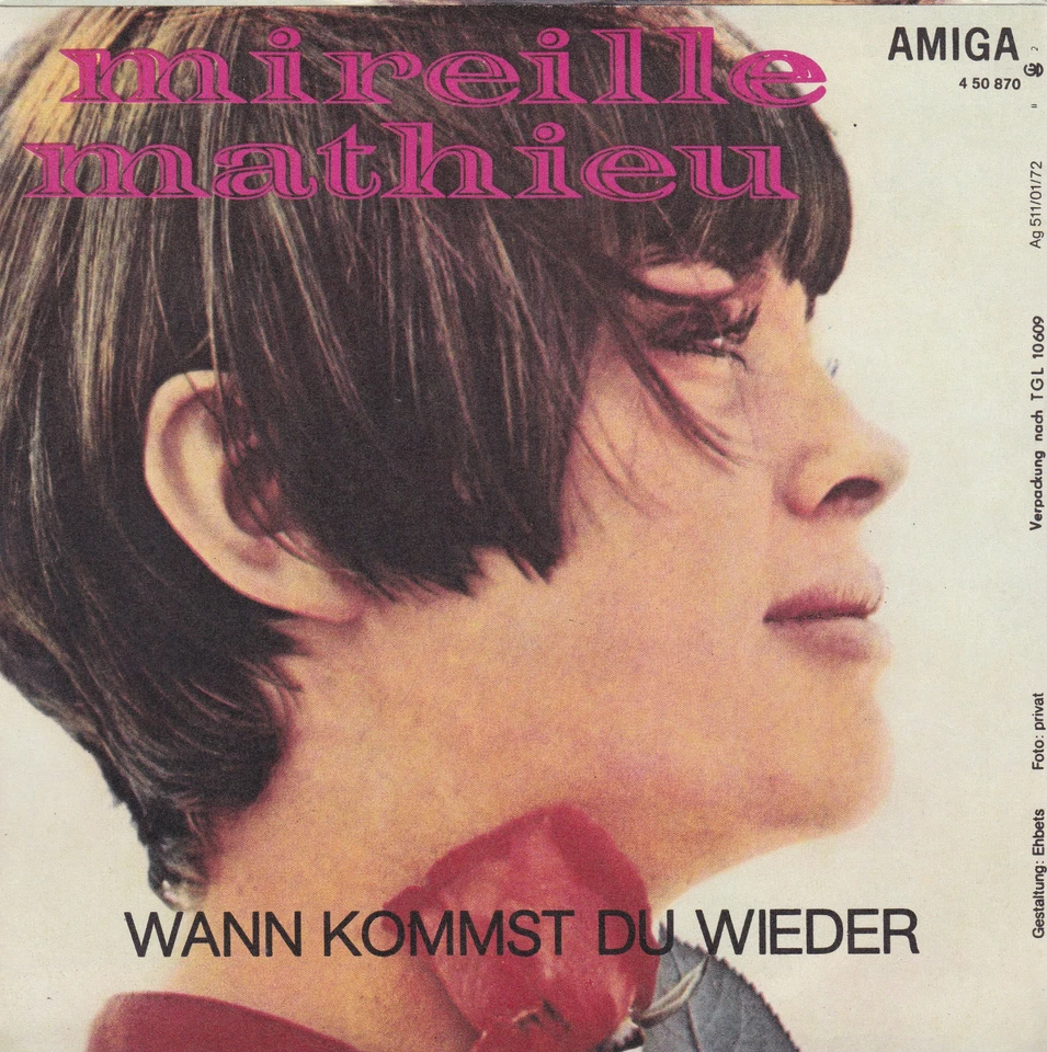 Mireille Mathieu - 7"Vinyl - Der Pariser Tango - 1972 - DDR AMIGA 4 50 870 - Bild 2 von 3