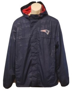 New England Patriots Hooded Windbreaker Jacket Blue Camo Nfl Apparel Men S Sz M Ebay