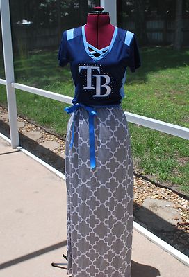 Tampa Bay Rays Short Sleeve Maxi Dress Upcycled T-Shirts S