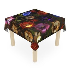 Bold  Beautiful  Metallic Wildflowers, Gorgeous floral Style 7 Tablecloth