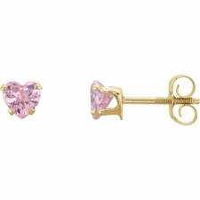 Heart Pink Cubic Zirconia Youth Stud Earrings