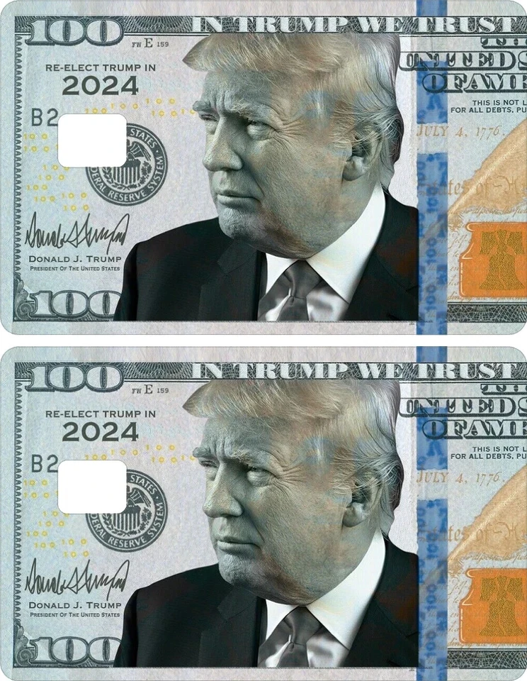 ANY CUSTOM PRODUCT Trump $100 Bill Credit Card Skin (2-Pack) | Funny MAGA 2024 Money Parody Sticker