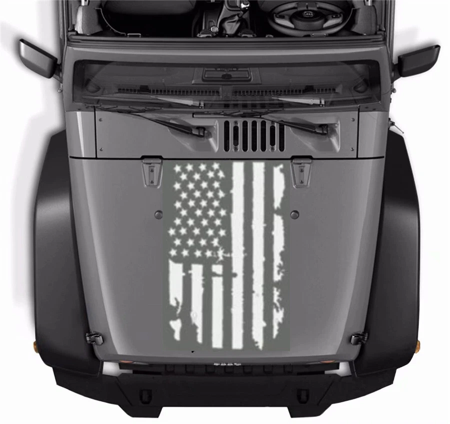 Calcomanía adhesiva de vinilo con gráficos de carrocería de camión estilo bandera de Estados Unidos blanca de 20""x35"" Foto 3 de 4