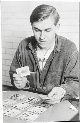 Gordon Stuart Northcott whiles his hours in jail by playing car- 1928 Old Photo