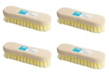 4 x JVL Hand Held Wooden Scrubbing Brush Household Cleaning Brush Hard Bristles