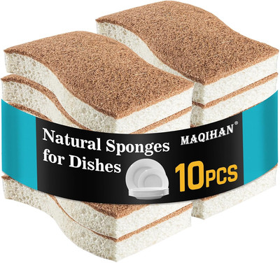 10PCS Natural Sponges for Dishes - Biodegradable Sponges Kitchen Eco Friendly Di