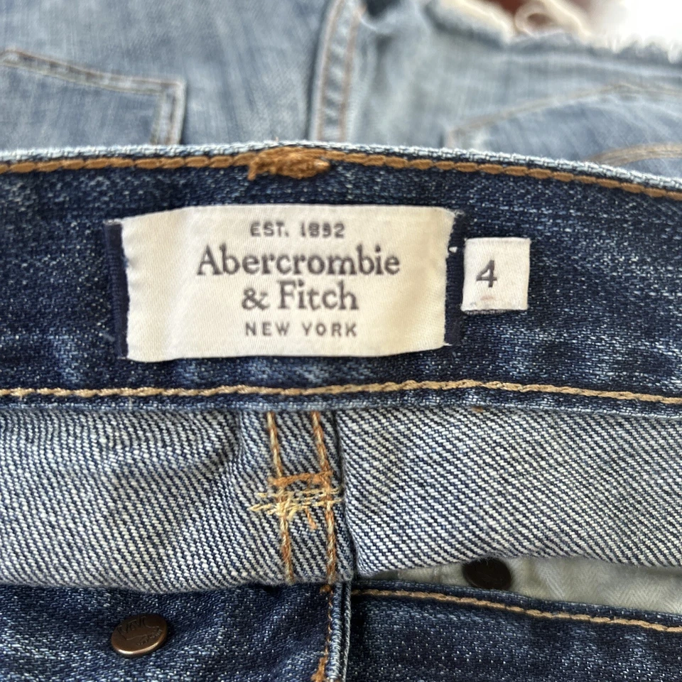 Pantalones Cortos Abercrombie Fitch Talla 4 29x3 Azul Jean Denim Playa Envejecida Foto 3 de 4