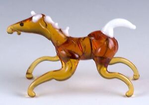 Brown Stunt Horse Animal Hand Blown Glass Collectible Crystal Tiny Figurine