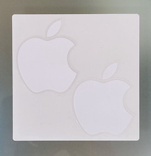 Set of 2 Genuine Apple Logo Sticker Decal White Approx 4.5 x 4.5cm - NEW