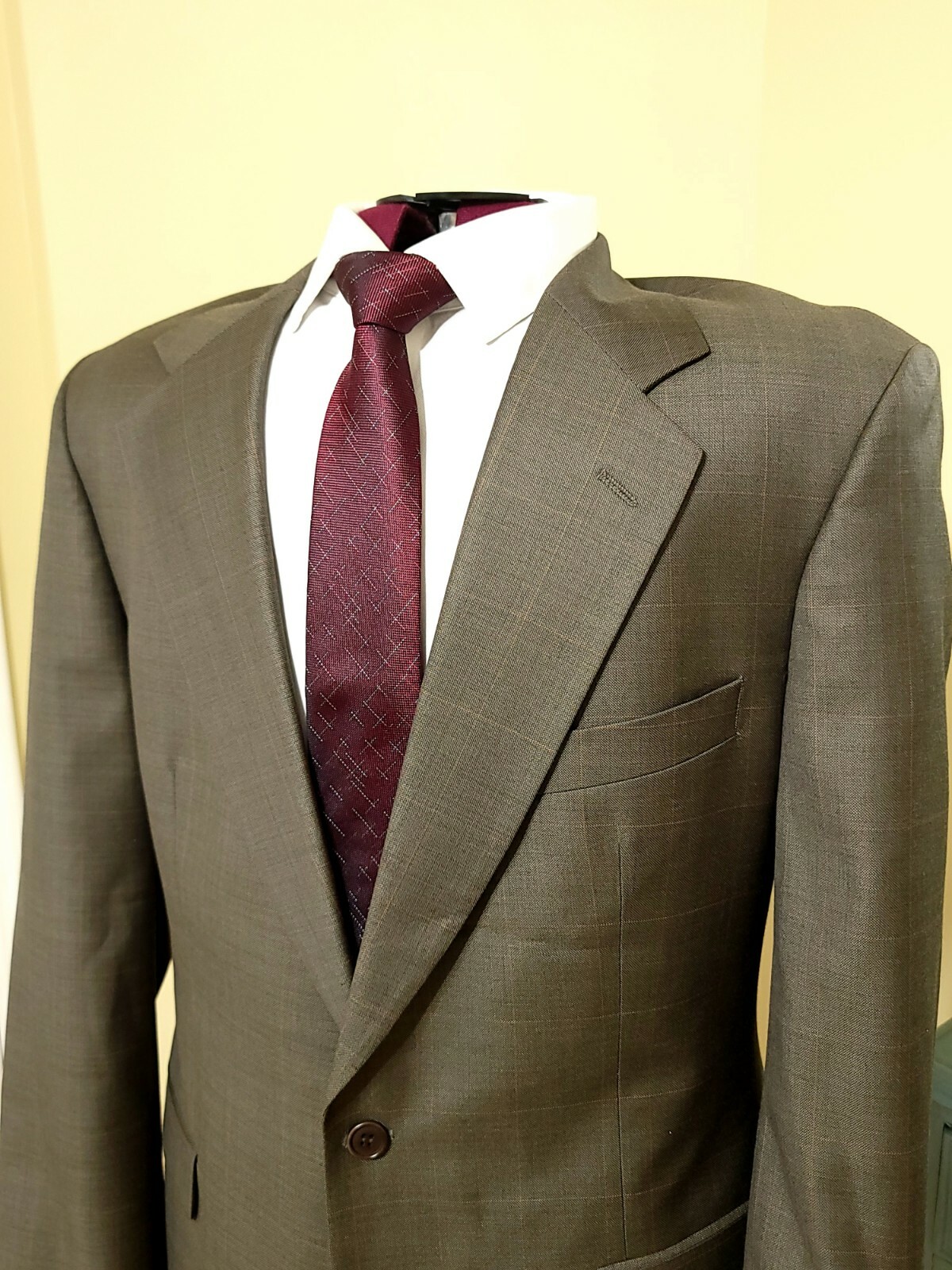 Brooks Brothers Olive Windowpane Pattern 2 Button… - image 3