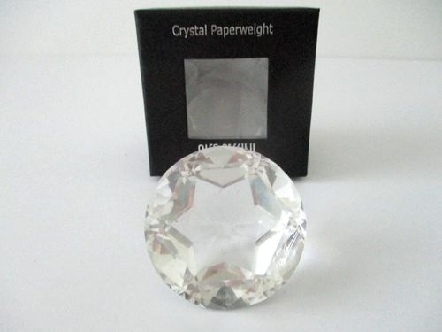 Oleg Cassini Crystal Cut Round Diamond Paperweight New - 第 1/6 張圖片