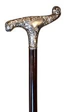 Vintage Antique 19C Lion Maker Walking Stick Cane Gold Filled Handle Old 33  L