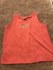Sea Suns Vintage Women’s Coral W/ Embroidery Tank Top Size Large Made in USA
